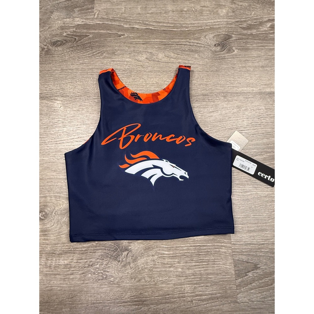 Certo Denver Broncos Midi Tank Bra Navy Orange Camo Women M NWT